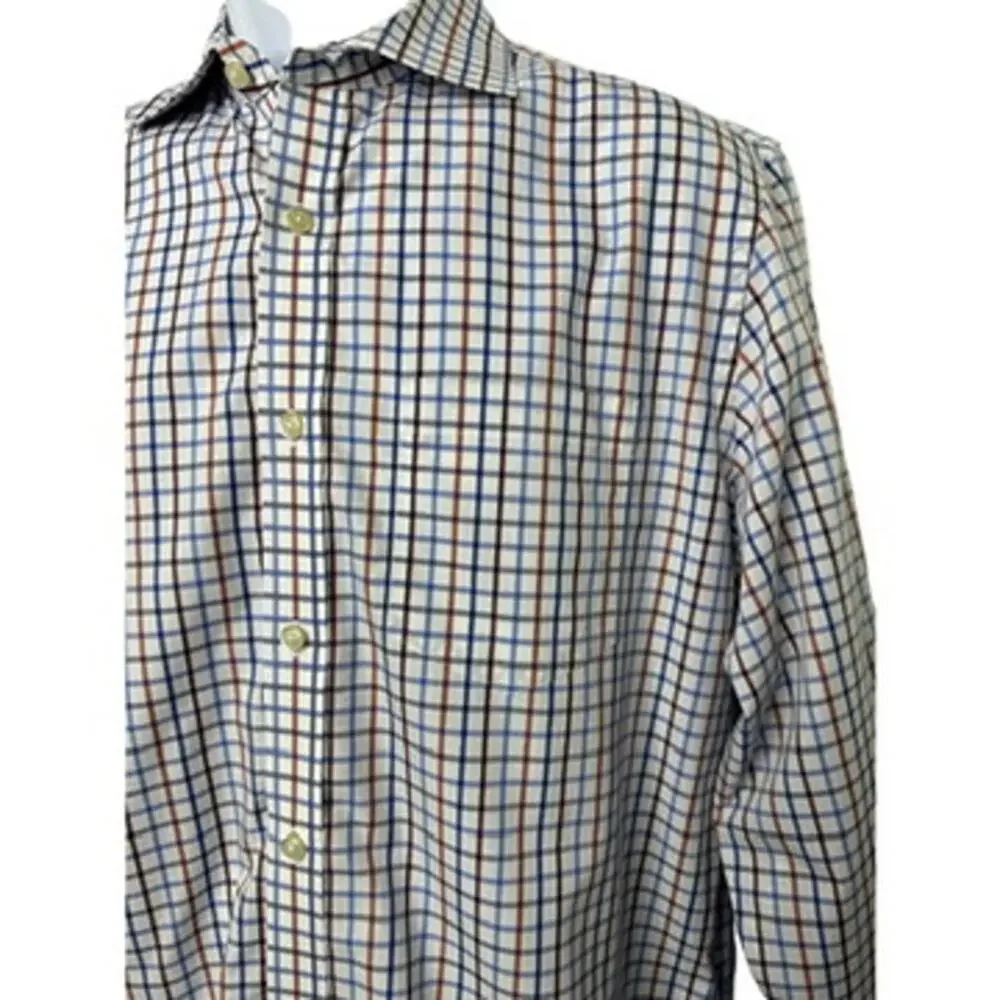 Banana Republic Non-Iron Classic Fit White Blue Red Check Button Up Shirt Medium